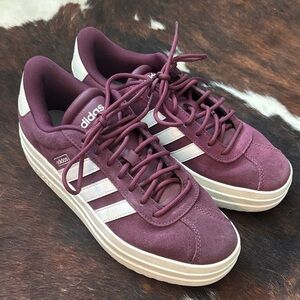 adidas Women's Burgundy and White Sneakers